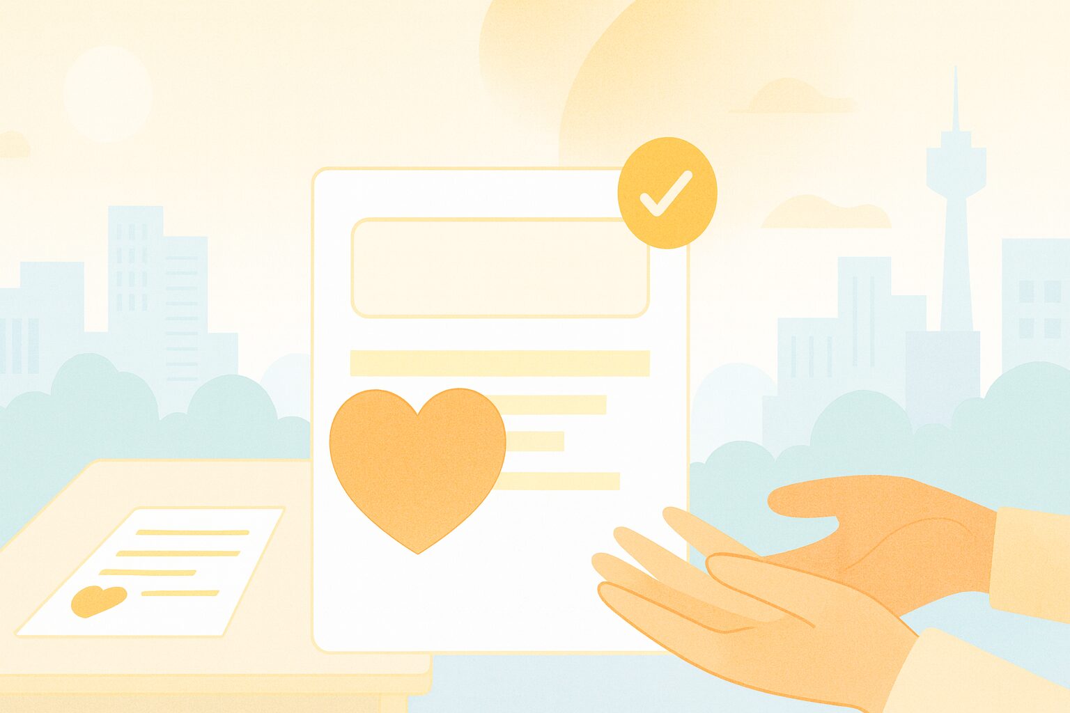 書類作成を社労士と一緒に進められる安心感のイラスト