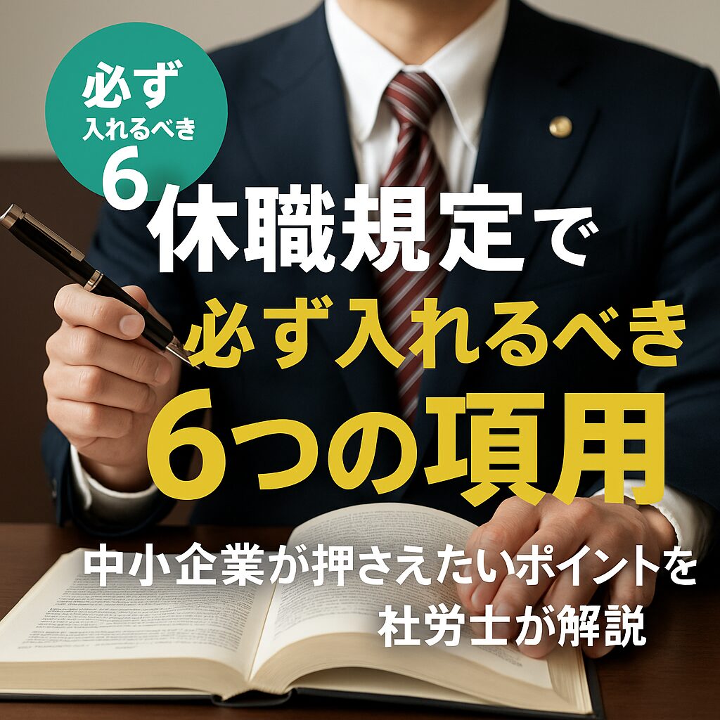 休職規定に必ず入れるべき6つの項目を解説するアイキャッチ画像｜こもれび社労士事務所