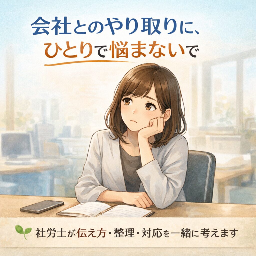 会社対応に悩む方を社労士がサポートするイメージ｜伝え方・整理・第三者支援