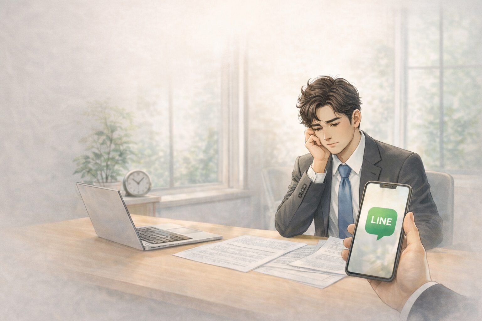 こもれび社労士事務所のホーム用アイキャッチ。落ち着いた雰囲気の相談・書類サポートのイメージ