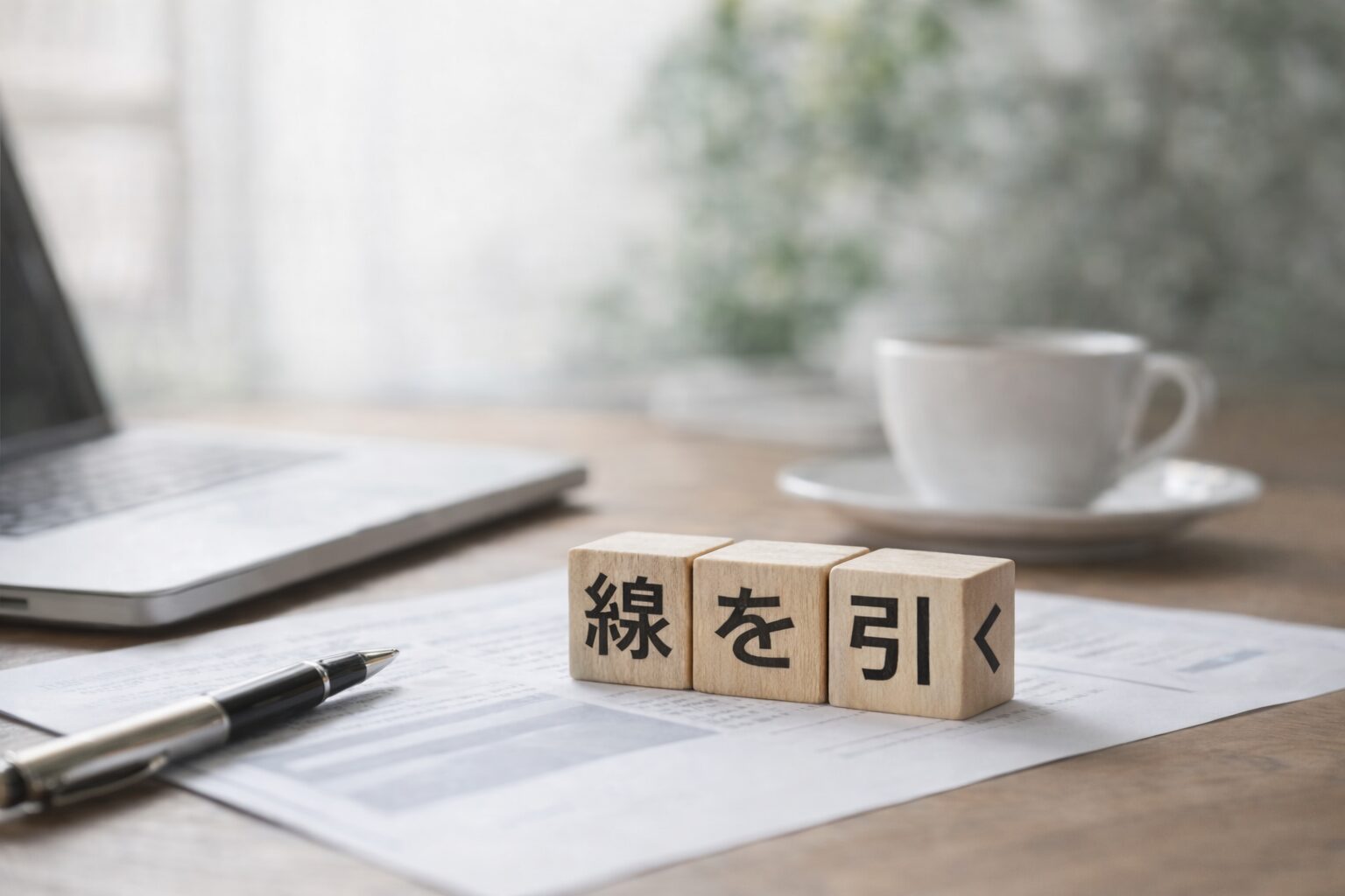 労災相談で線を引く判断を象徴する、書類とペンが置かれた静かなデスクの写真