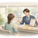 労災や障害補償の手続きについて、費用や進め方を事前に丁寧に説明している社労士との個別相談の様子