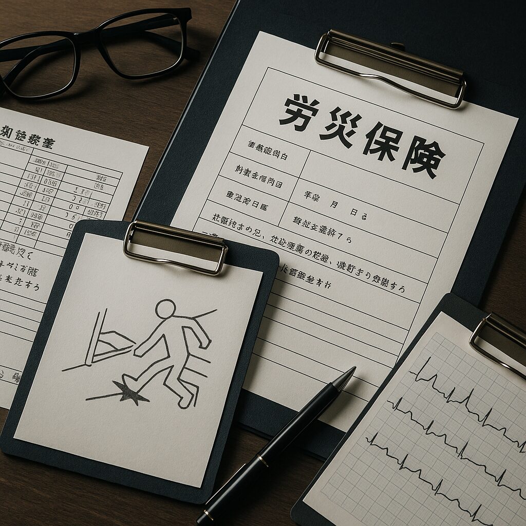 社労士が障害年金や労災の給付に必要な書類を精査する様子