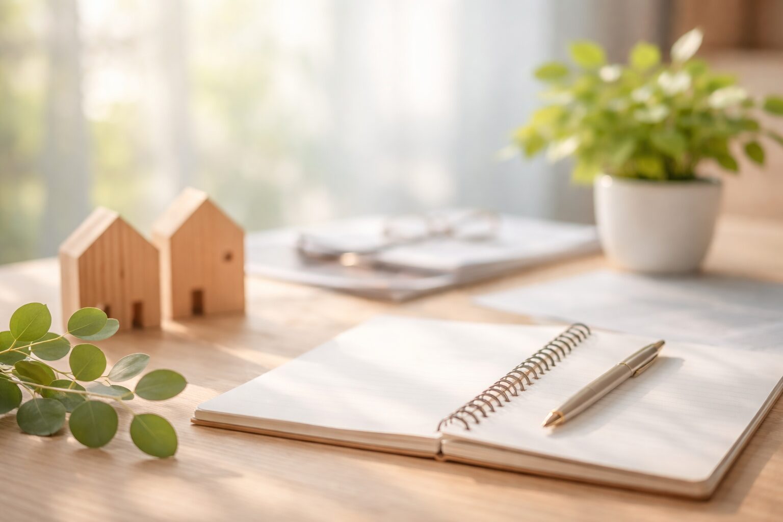 労災と障害年金の制度整理をイメージした、落ち着いたデスクとノートの写真