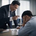 上司の暴言やパワハラで精神的に追い詰められる職場のイメージ