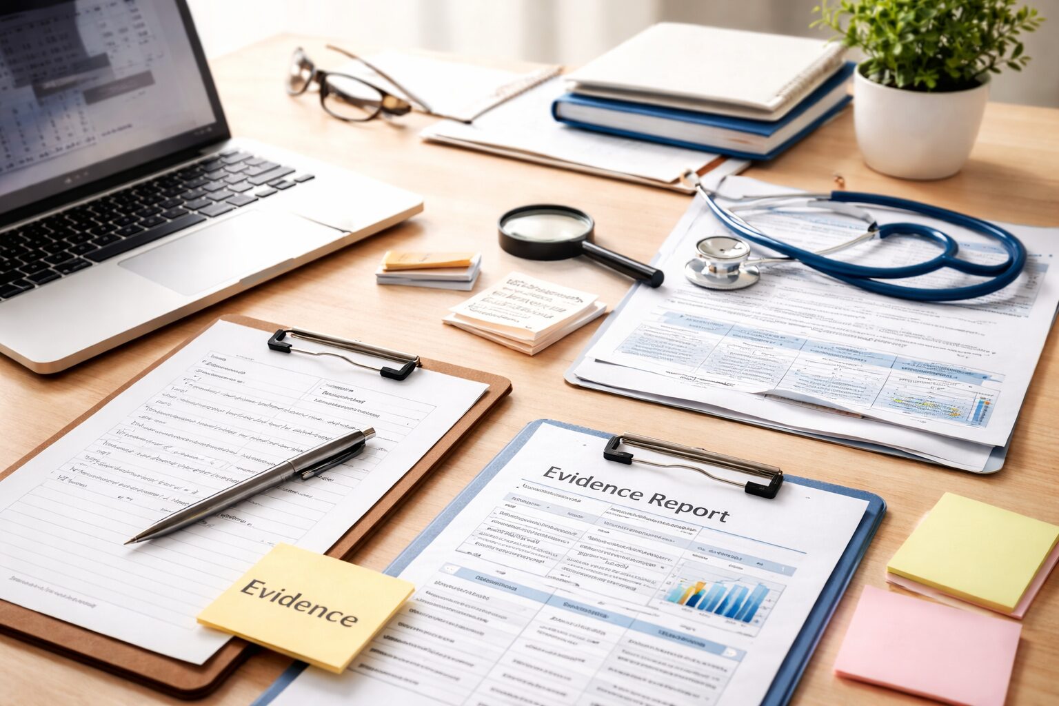 メンタル労災で必要になる証拠（パワハラ・長時間労働など）を整理するイメージ