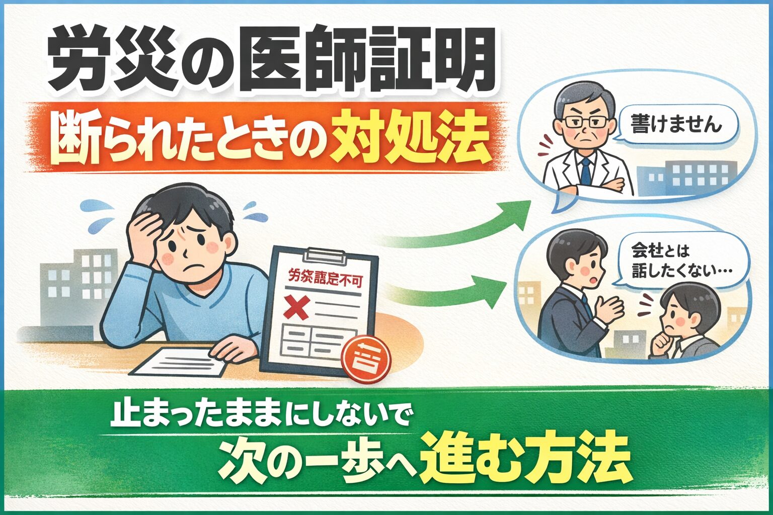 労災の医師証明を断られて止まったときの進め方｜書けないと言われた場合の対処法