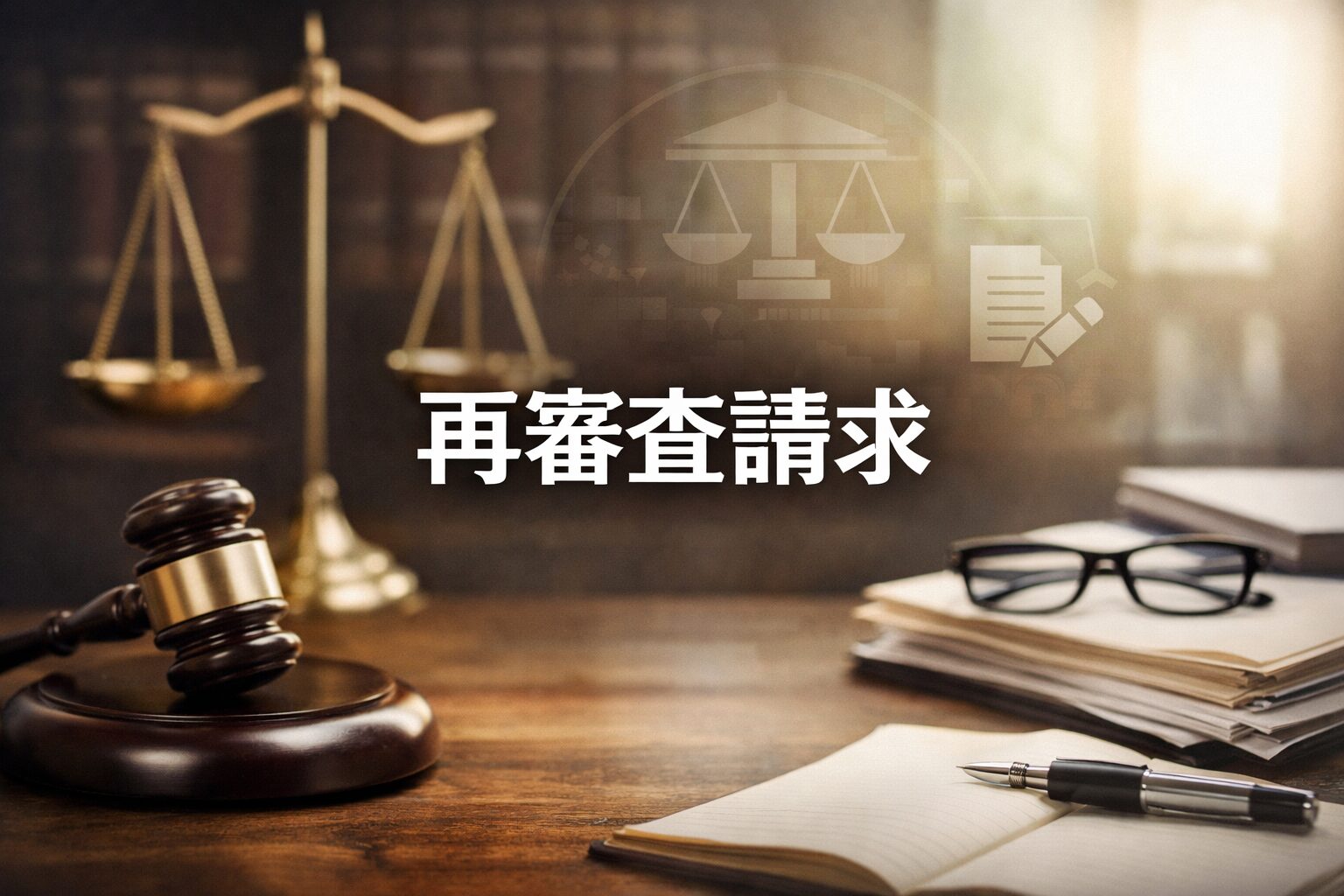 労災の再審査請求に関する書類とペンのイメージ