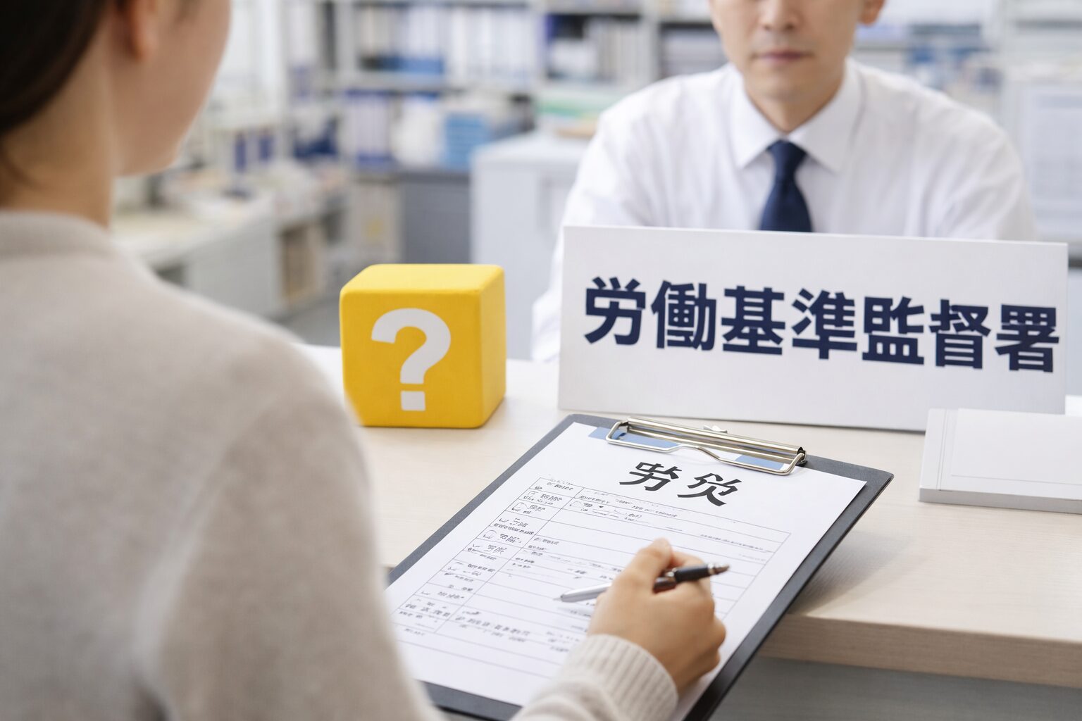 労働基準監督署で労災の申請について相談する場面のイメージ