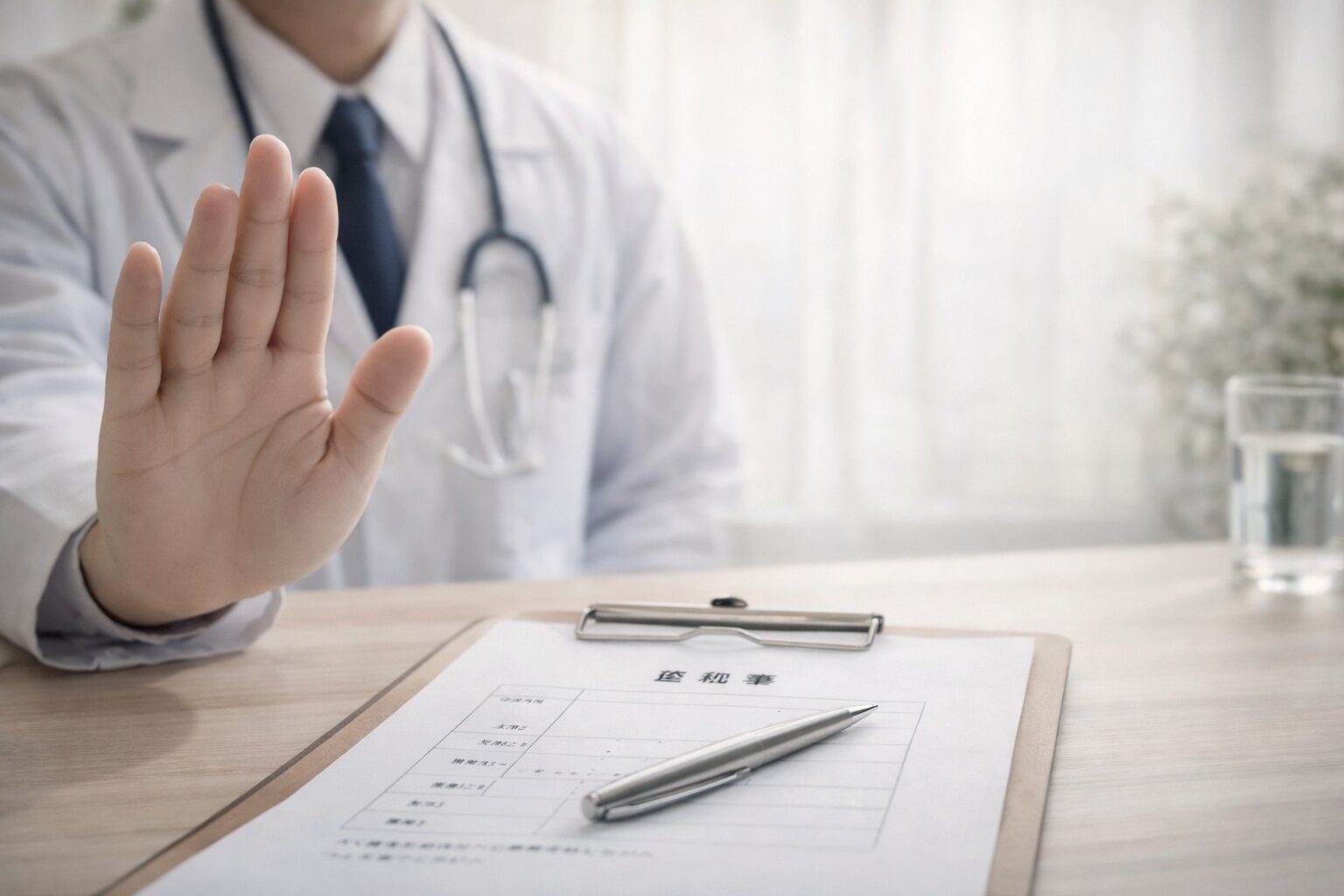 労災の診断書を医師に断られて困っている状況のイメージ