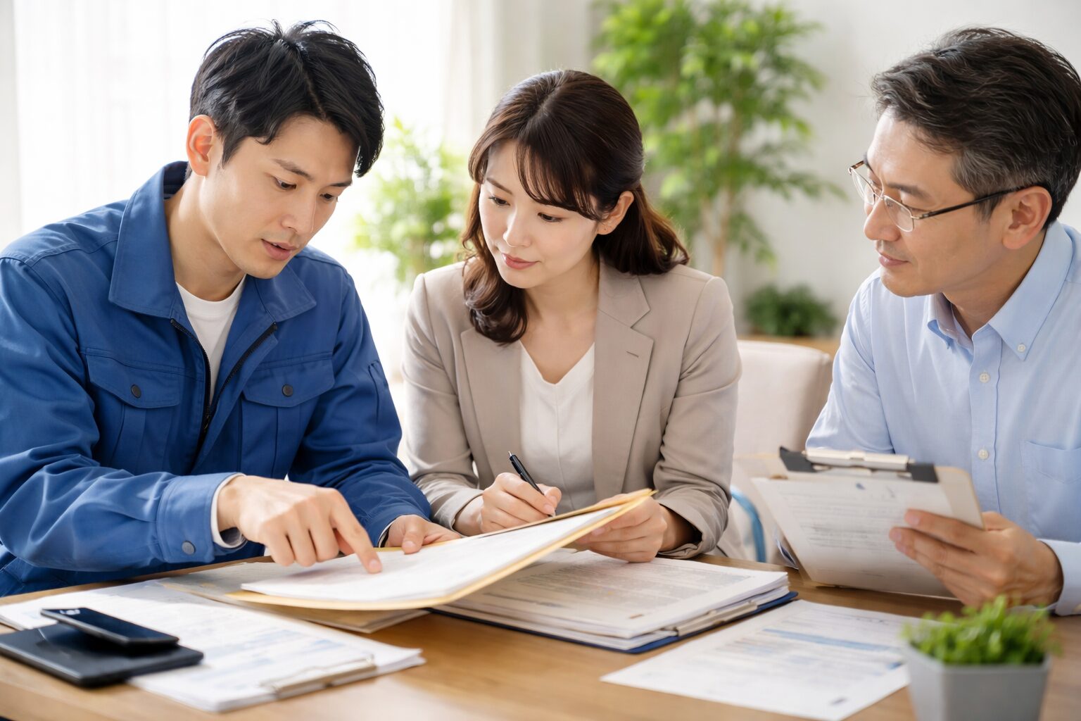 労災の診断書がなくても申請を進めるために書類を確認し相談している場面
