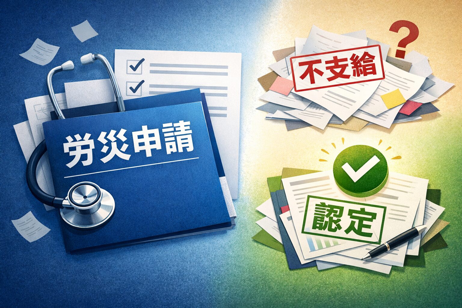 労災申請で書類の整理が大事なイメージ