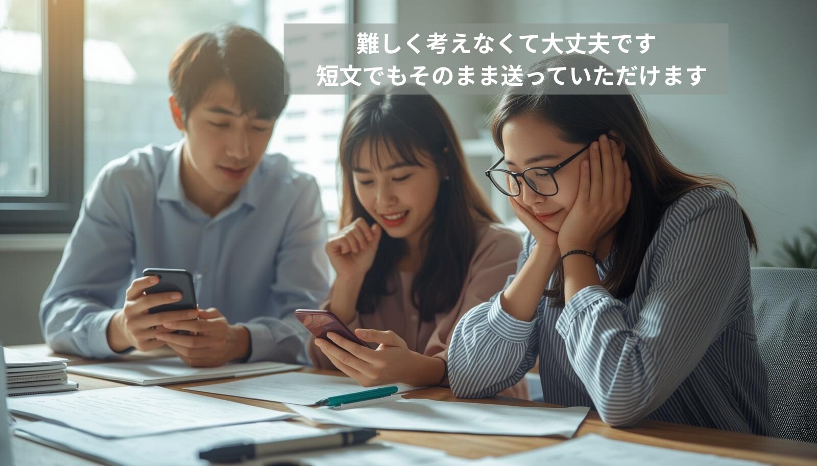 LINEで簡単に相談できる流れのイメージ（労災・メンタル相談）