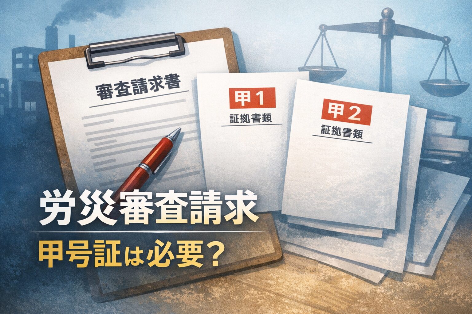 労災の審査請求における甲号証の必要性と証拠整理のイメージ