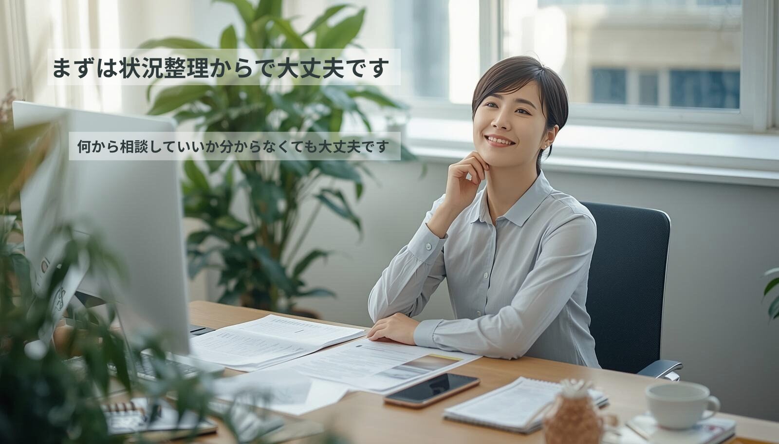 まずは状況整理からで大丈夫です。何から相談していいか分からなくても安心して相談できるイメージ