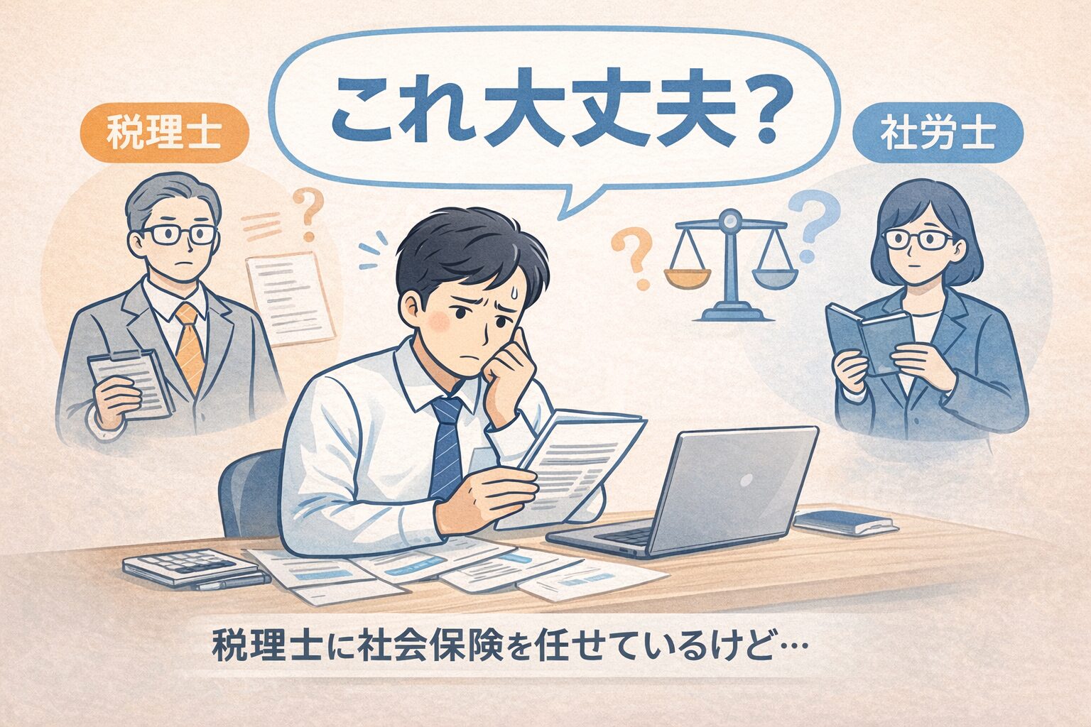 税理士に社会保険を任せていて大丈夫か不安な人のイメージと社労士との違い