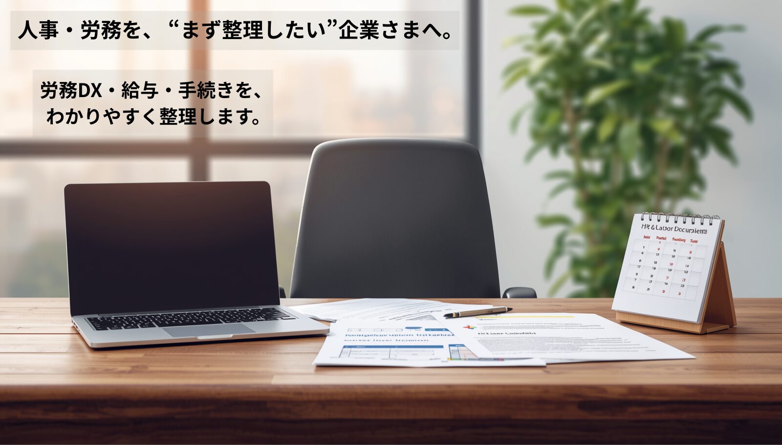 人事・労務を整理したい企業向けに、労務DXや給与・手続きを支援するこもれび社労士事務所の企業向けイメージ
