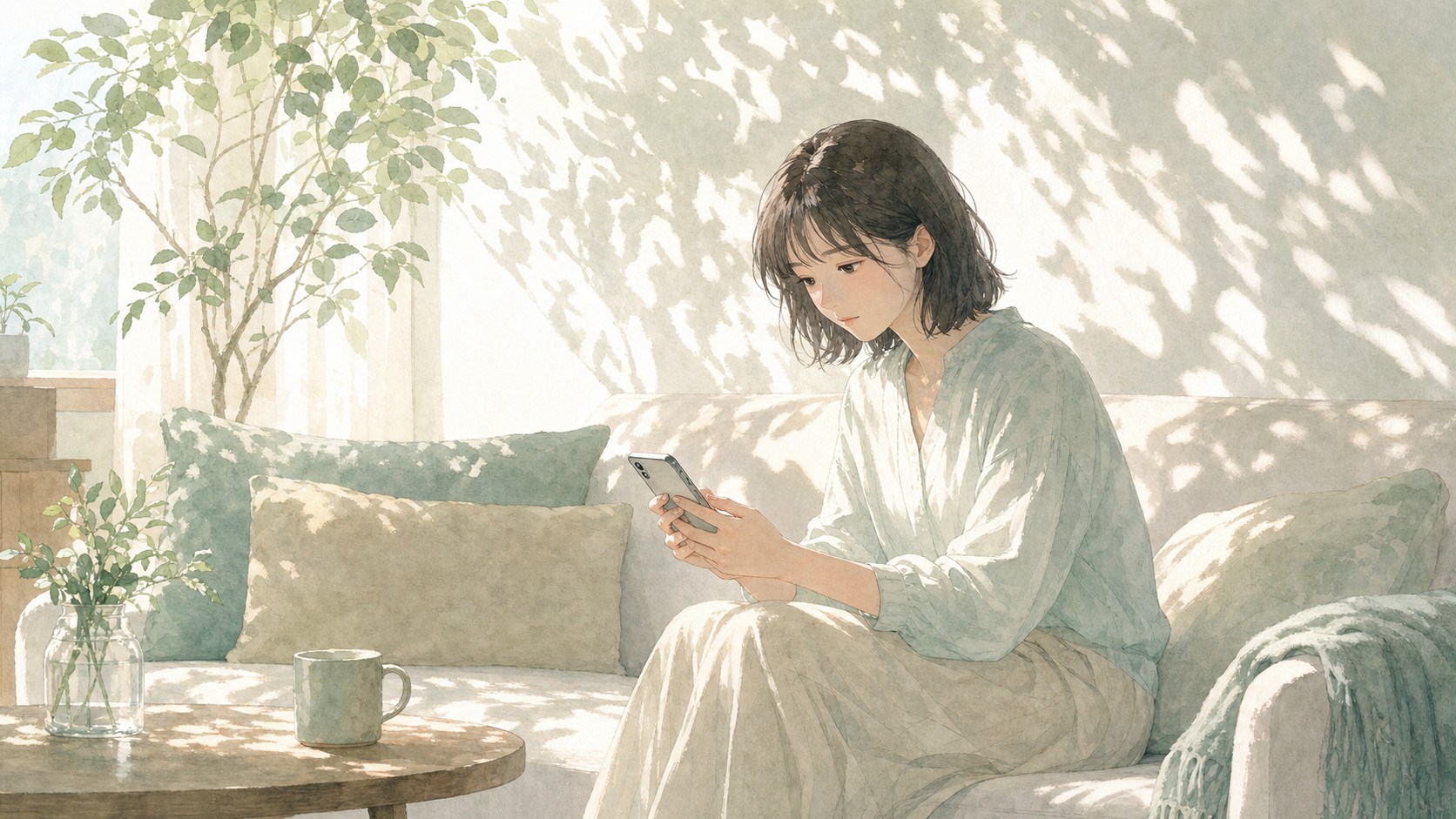 スマホで相談を考える人物のイメージ