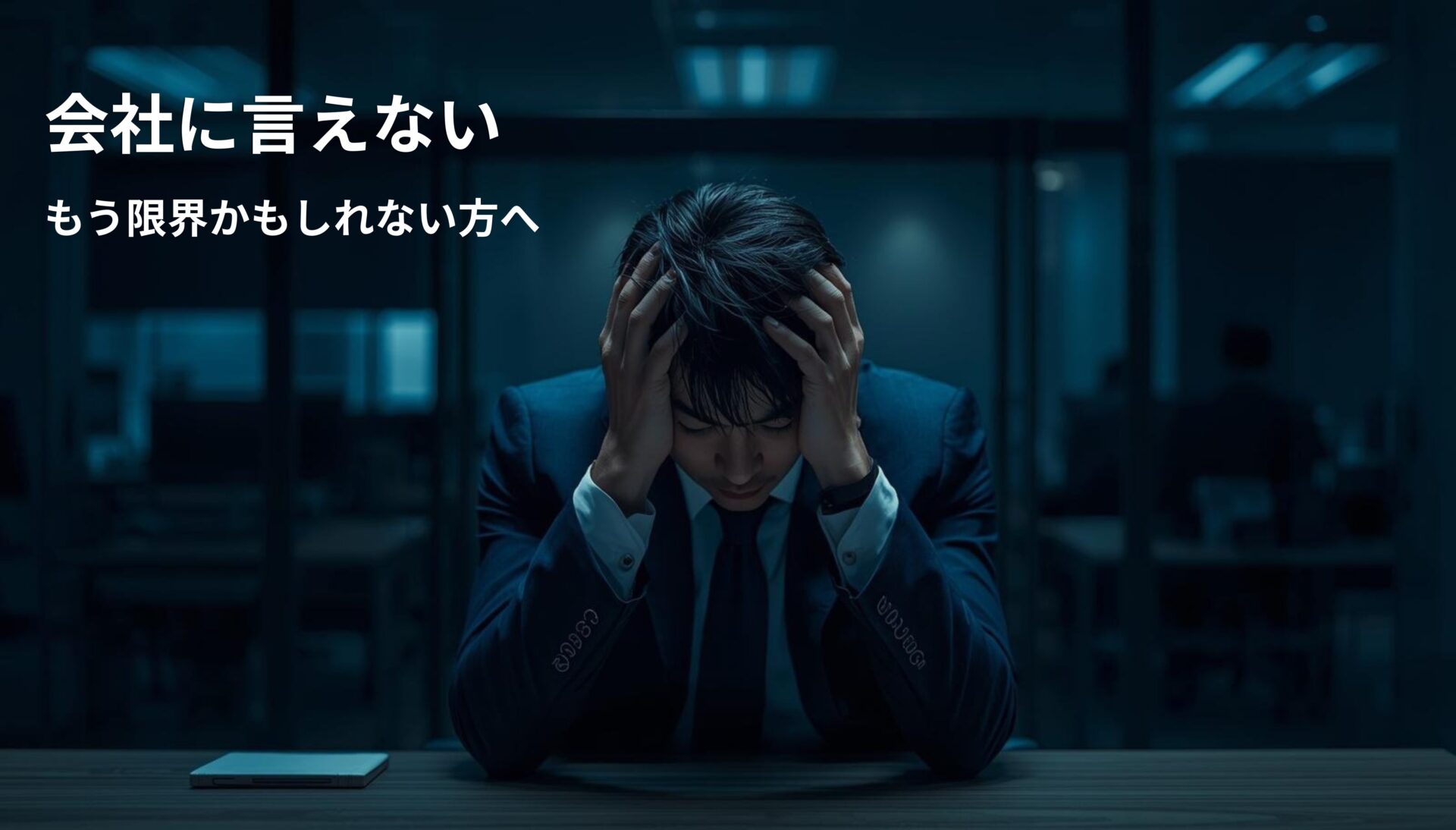 パワハラでメンタル不調に悩み、会社に言えず苦しむ会社員のイメージ