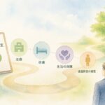 公務災害認定後の補償の流れを表した水彩イラスト