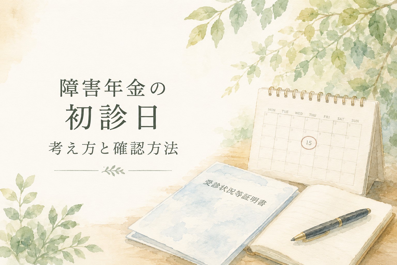 障害年金の初診日の考え方と確認方法を解説するイメージ