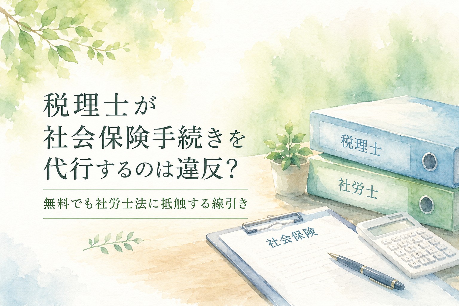 税理士が社会保険手続きを代行する場合の社労士法上の線引きを解説するイラスト