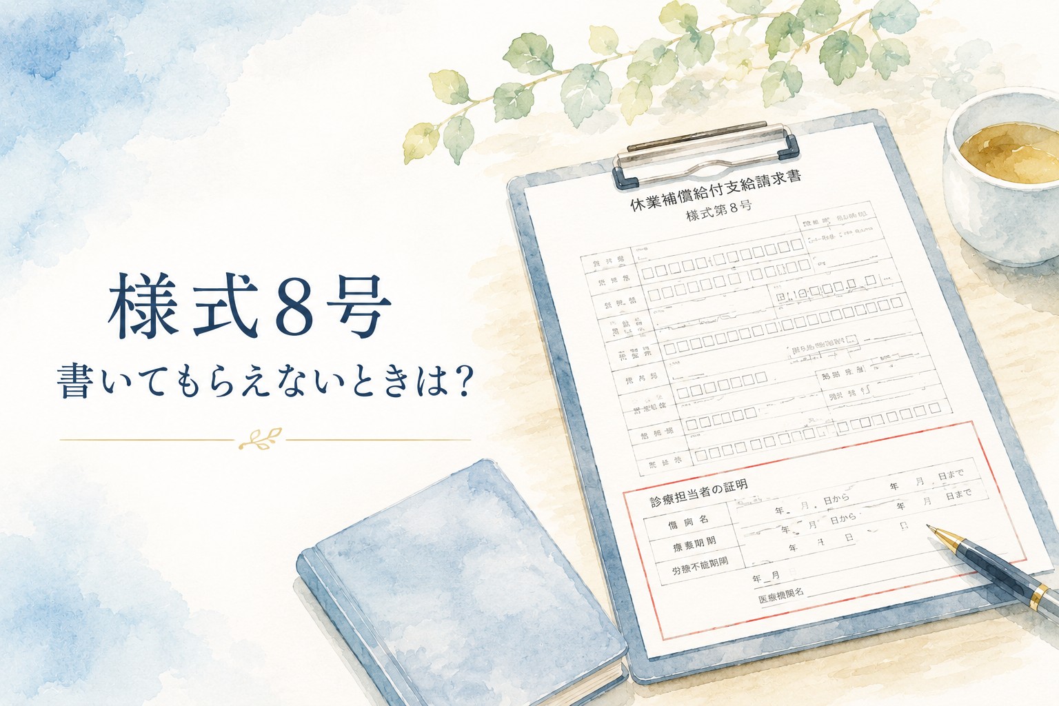 様式8号を書いてもらえない場合の対応と診療担当者証明欄のイメージ