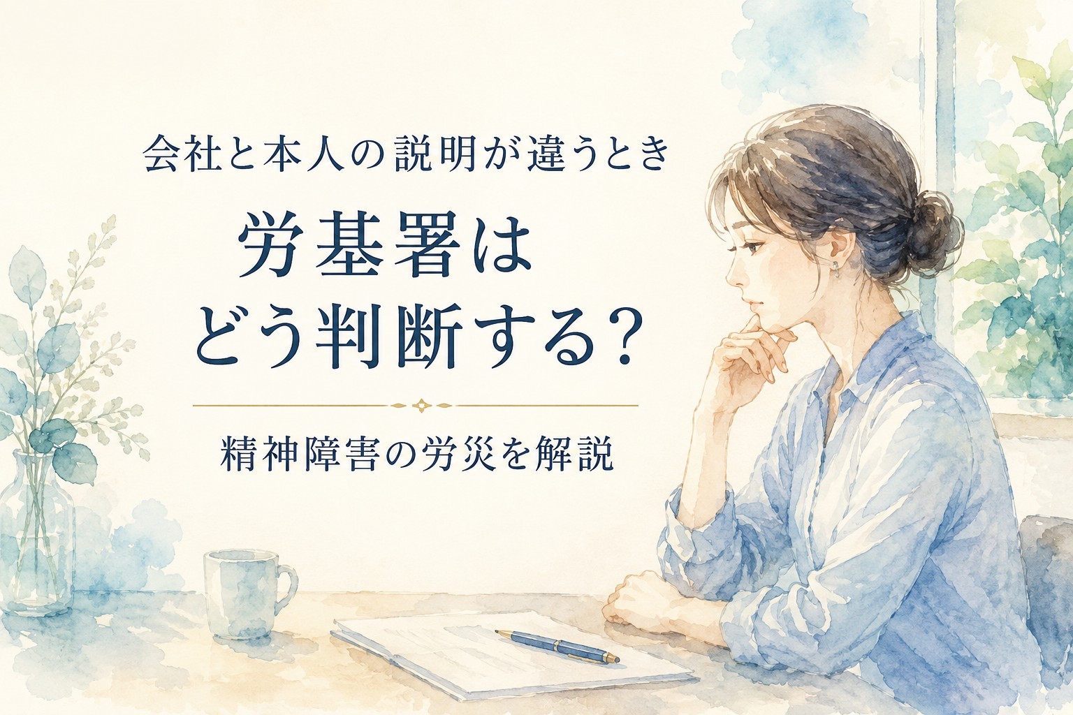 会社と本人の説明が違う場合に、労働基準監督署がどのように判断するかを解説するイメージイラスト