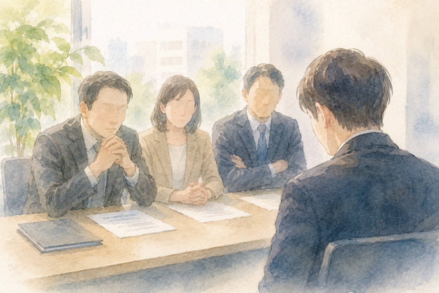 実際の原処分理由書から学ぶ退職勧奨の評価ポイントをイメージした水彩イラスト