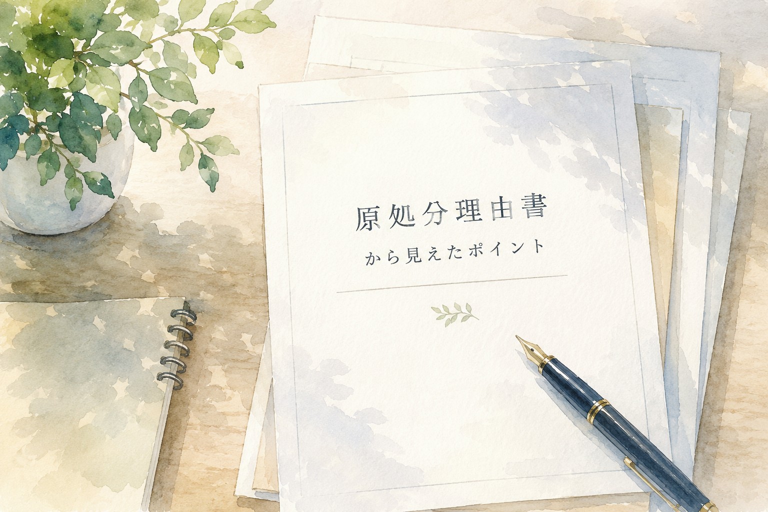実際の原処分理由書から見えた精神障害の労災認定で重視されるポイントをイメージした水彩イラスト
