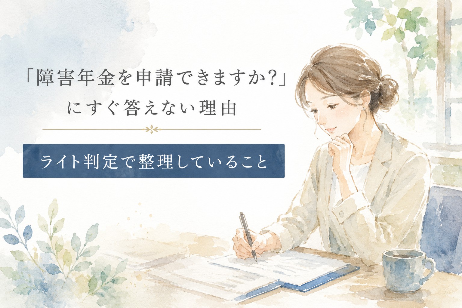 障害年金のライト判定で申請の可能性や初診日、必要資料を整理するイメージ