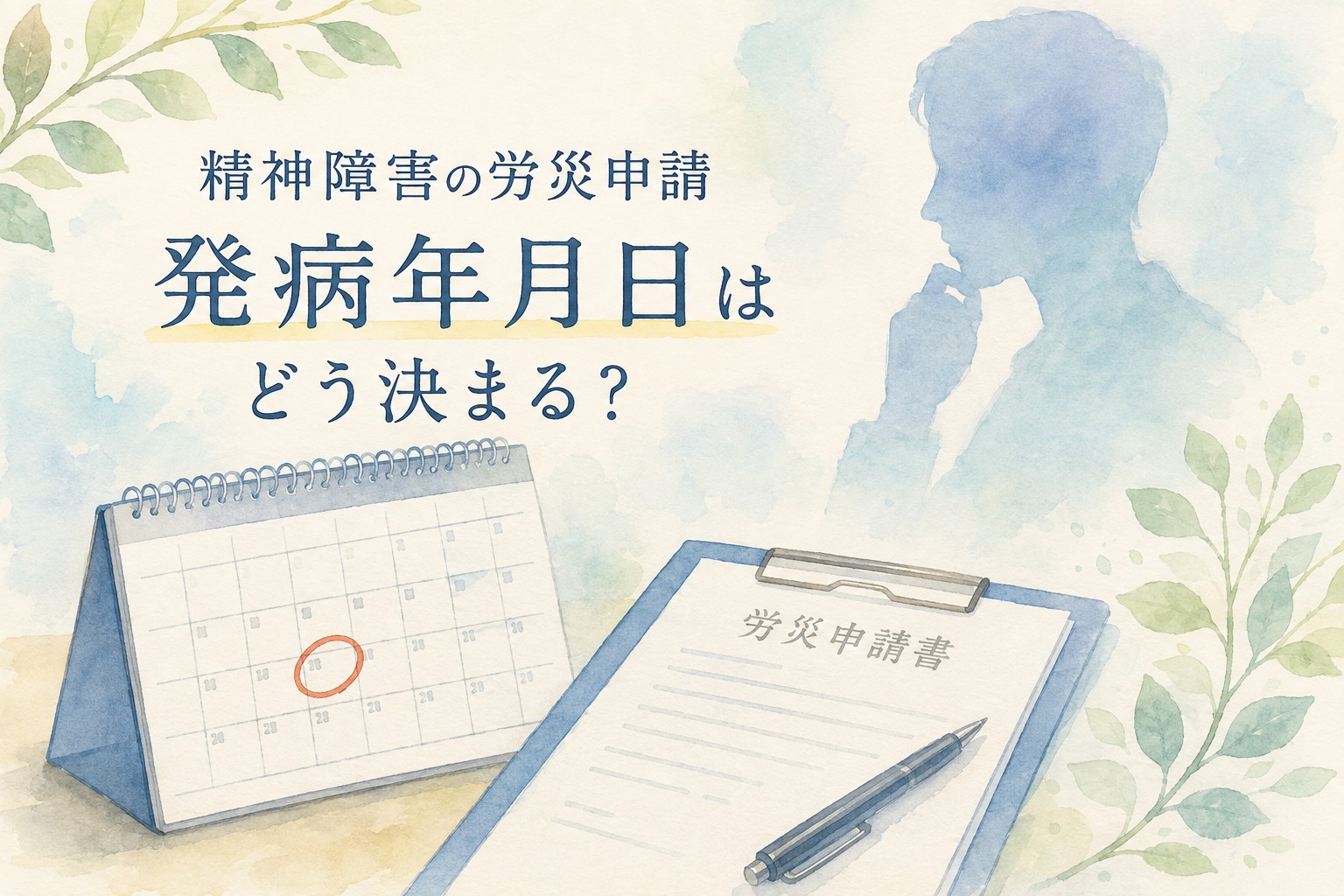 精神障害の労災申請で発病年月日がどう決まるかを解説するイメージ