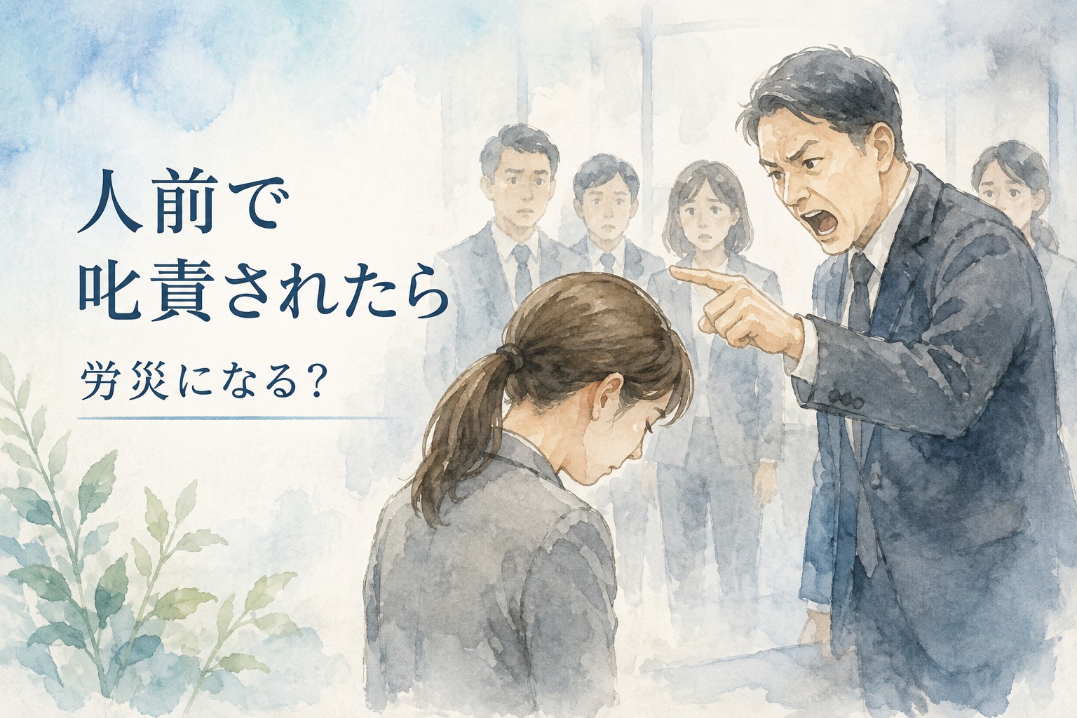 人前で叱責された場合の精神障害の労災判断ポイントを解説するイメージ