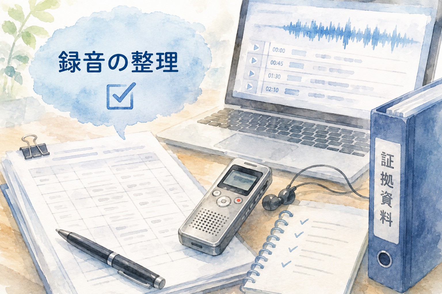 パワハラの録音を労災申請用に整理するイメージ