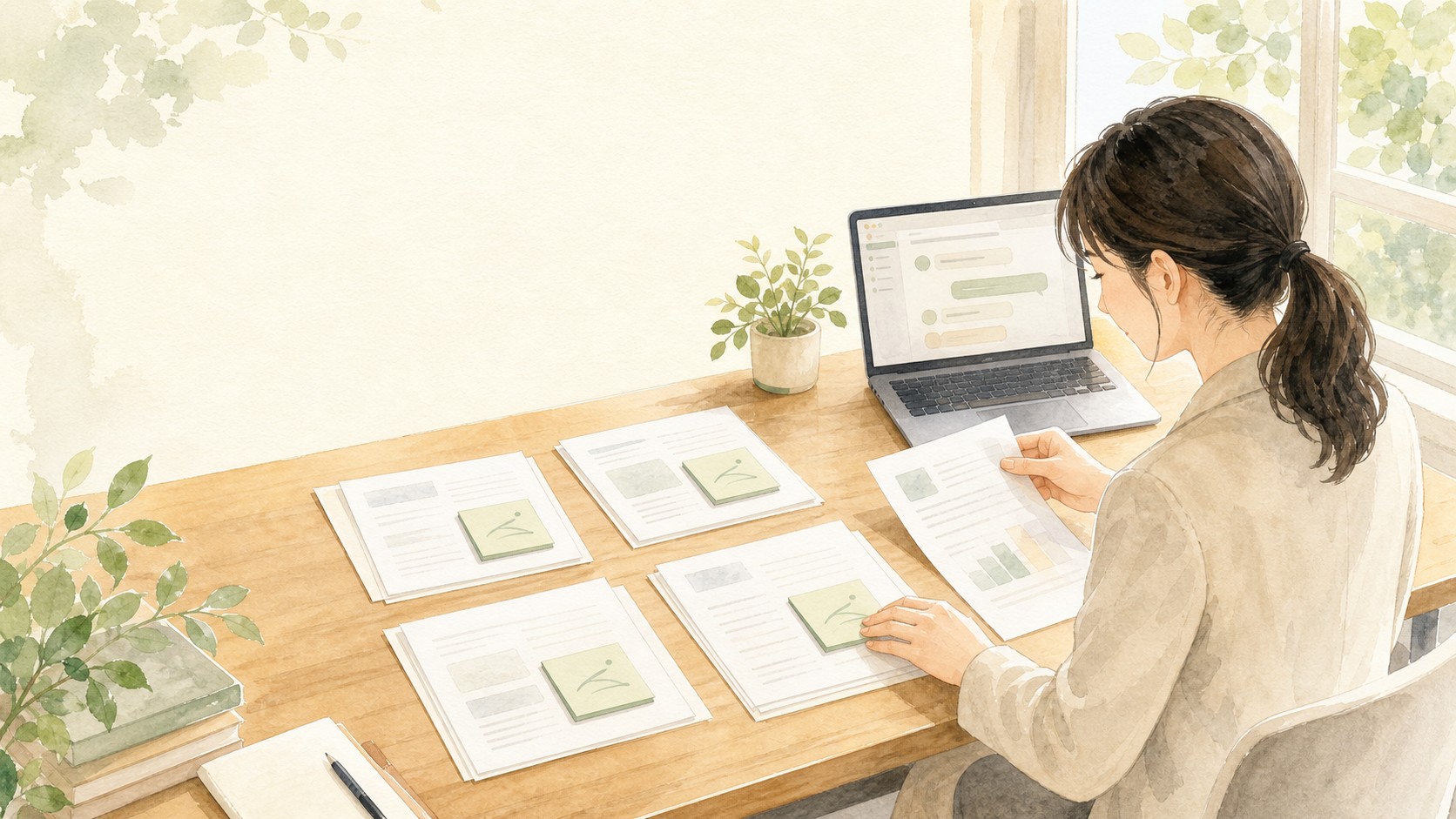 労災が不支給になったときの審査請求理由書について資料を整理するイメージ
