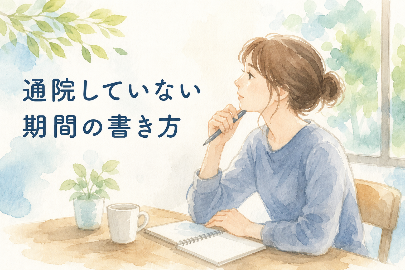 障害年金で通院していない期間の申立書の書き方を水彩画風に描いたイラスト
