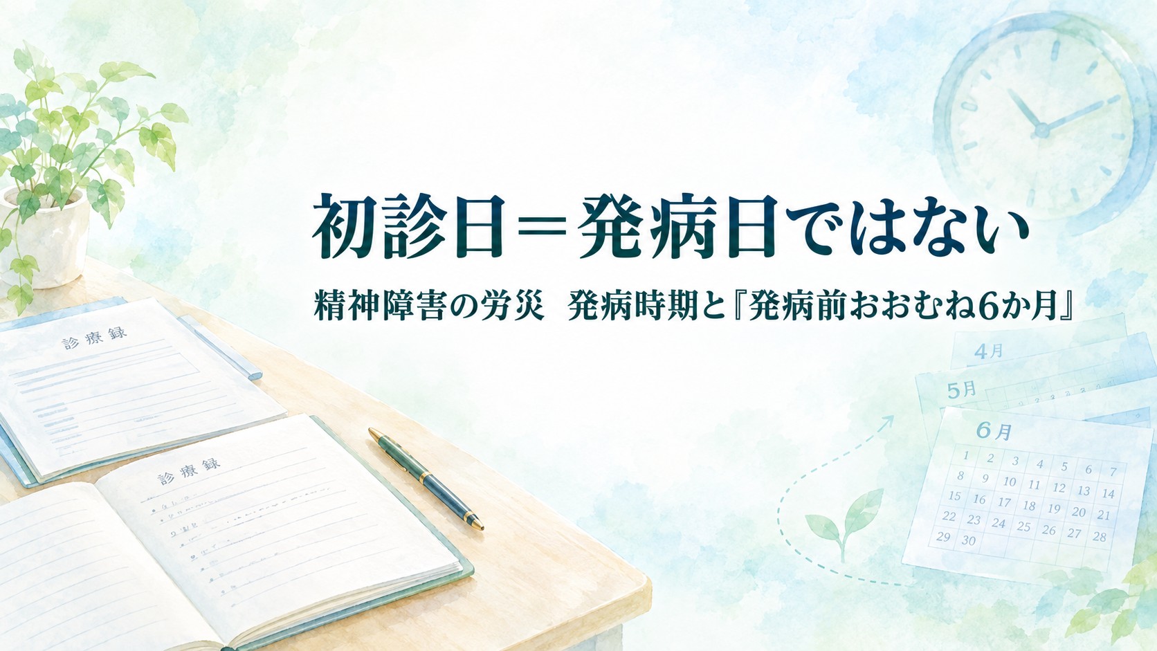 精神障害の労災で初診日と発病時期が異なる場合を解説するイメージ
