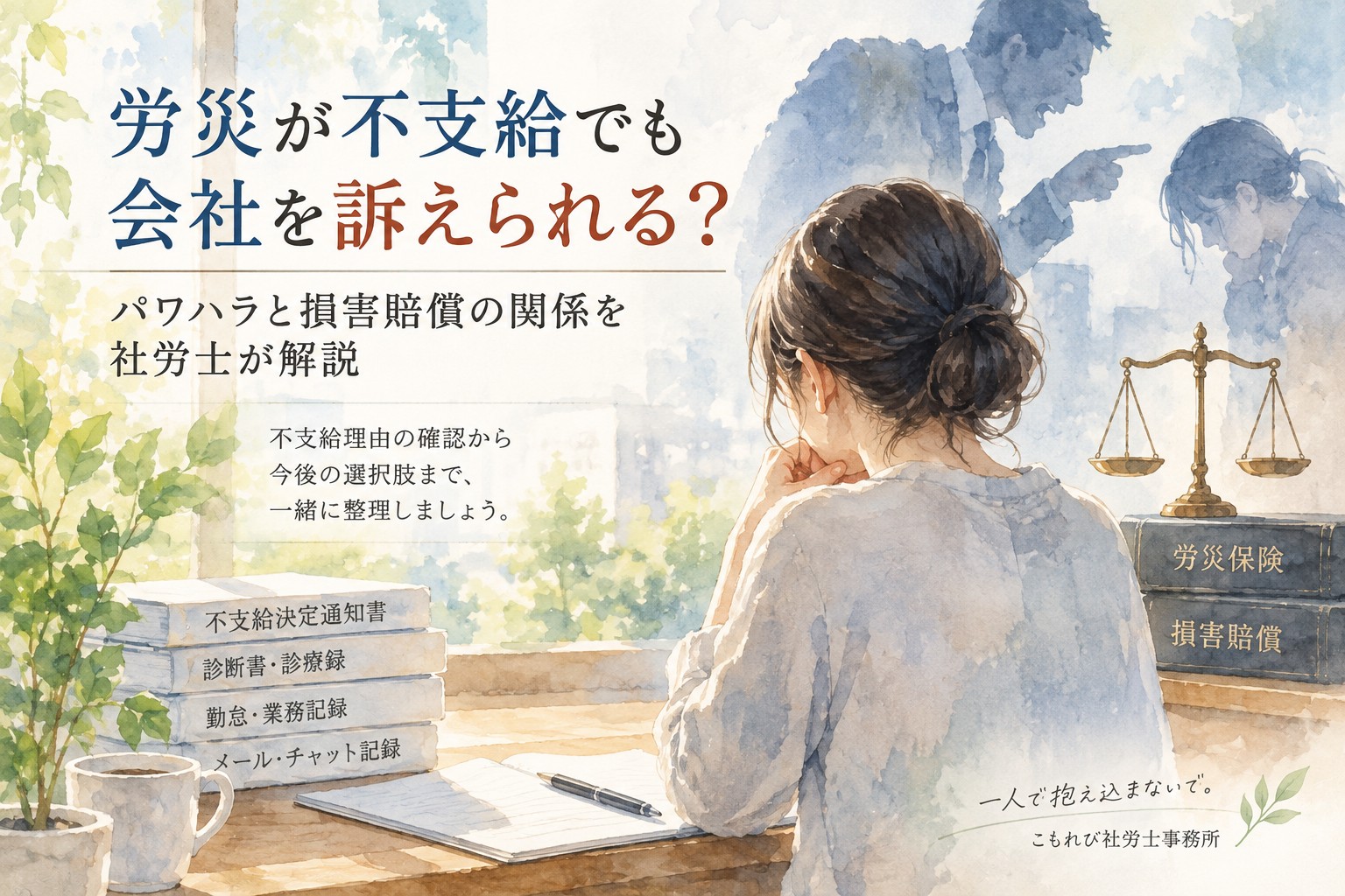 労災が不支給となり、会社への損害賠償請求との関係について考えるイメージ