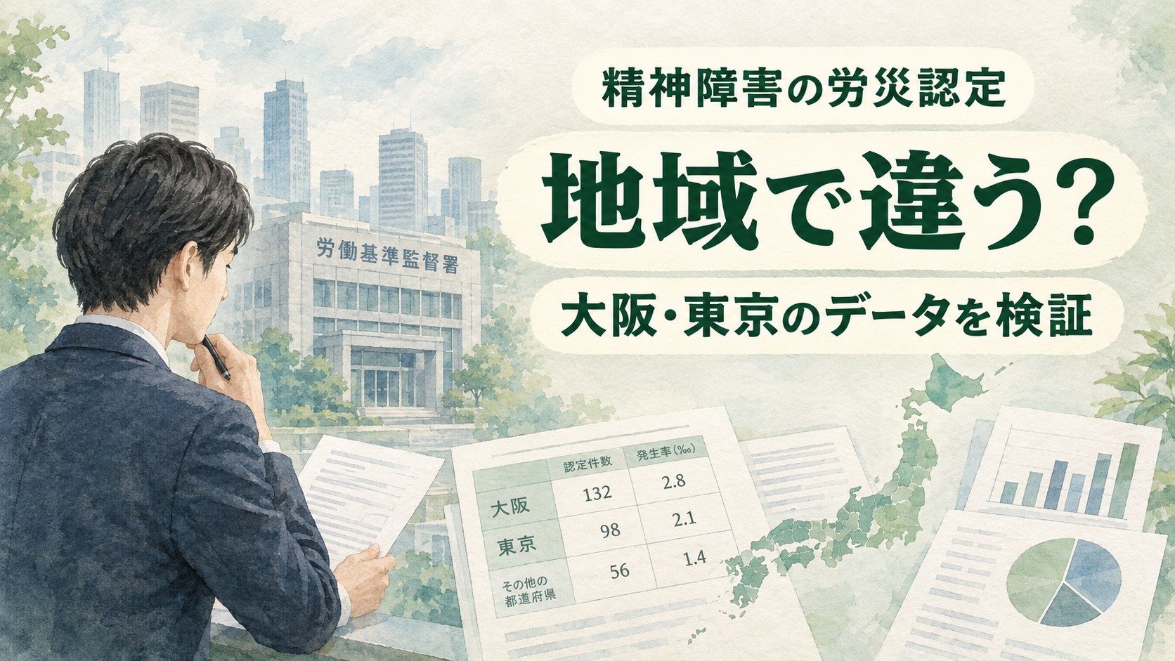 精神障害の労災認定は地域で違うのか大阪・東京などの地域別データを5年比較
