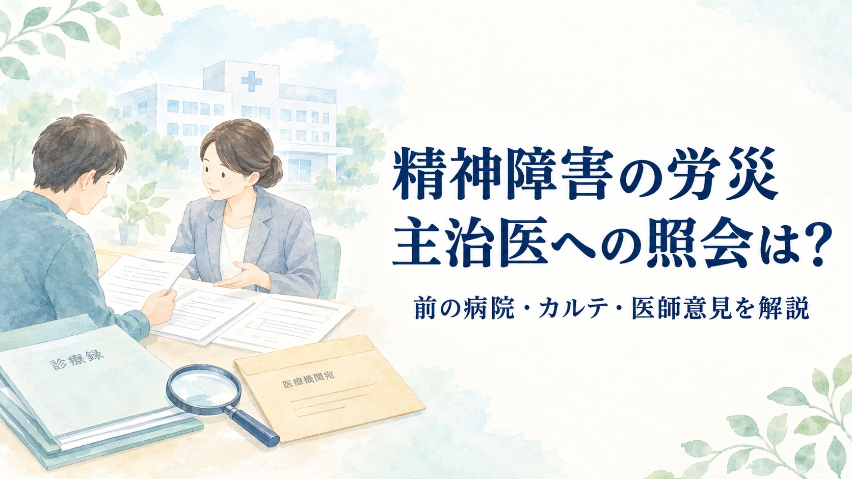 精神障害の労災で主治医への照会や転院前の病院・カルテの扱いを解説するアイキャッチ
