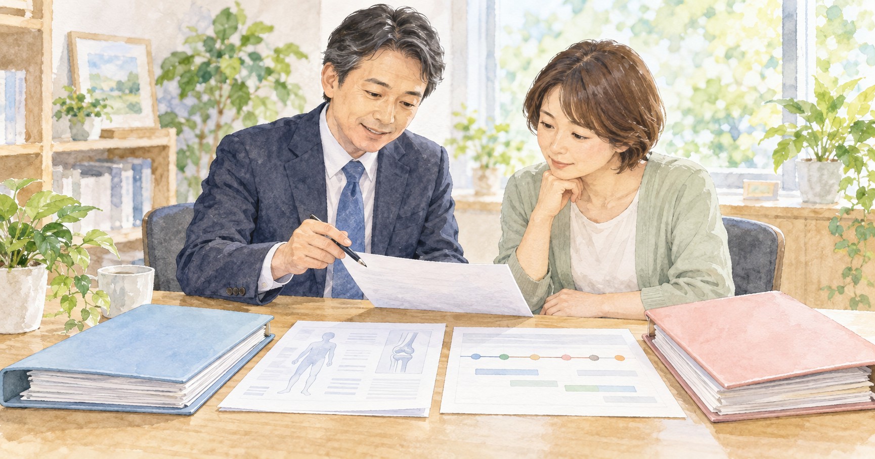 障害年金の申請で確認する書類と、社労士が整理を支援できる内容を示すイメージ