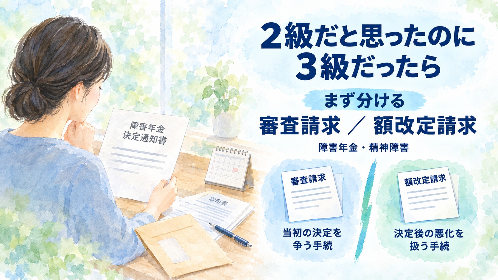 障害年金で2級だと思ったのに3級だった場合の審査請求と額改定請求の違いを解説