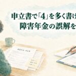 障害年金の申立書で「4」を多く書けば有利なのかを解説するイメージ