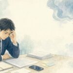 上司からの暴言や叱責に悩み、精神障害の労災について考える会社員のイメージ